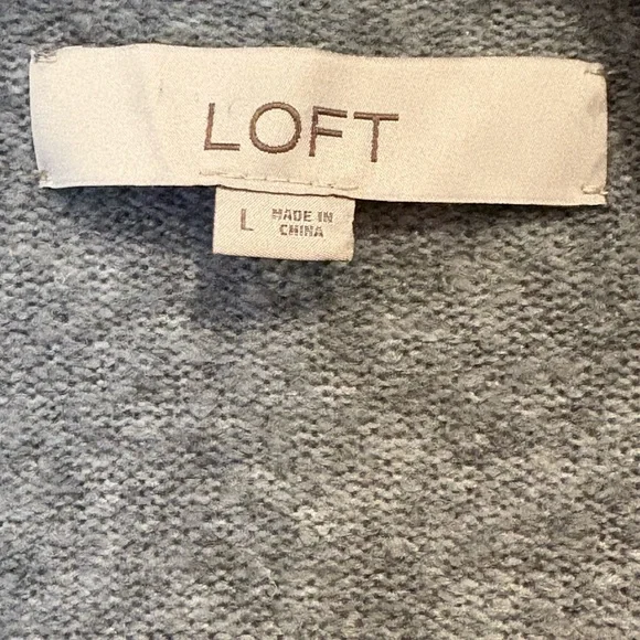 LOFT Heather Gray Open Cardigan size large - Picture 2 of 3